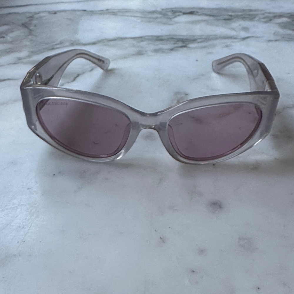 Balenciaga Women's Transparent Sunglasses with Pink Lenses - Picture 6 of 8
